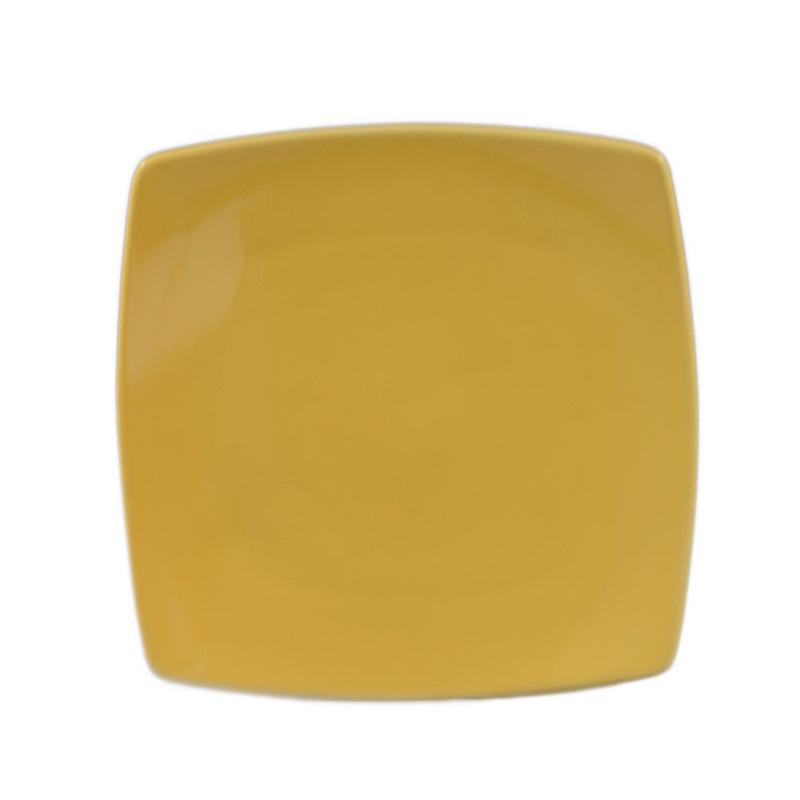 CAC Chinaware Color Stoneware Square Flat Plate Yellow 11 7/8"