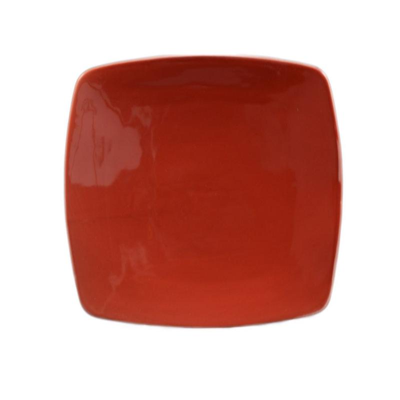 CAC Chinaware Color Stoneware Square Flat Plate Red 8 7/8"