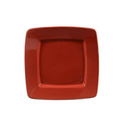 CAC Chinaware Color Stoneware Square In Square Plate Red 6 7/8"