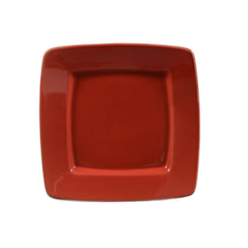 CAC Chinaware Color Stoneware Square In Square Plate Red 8 7/8"