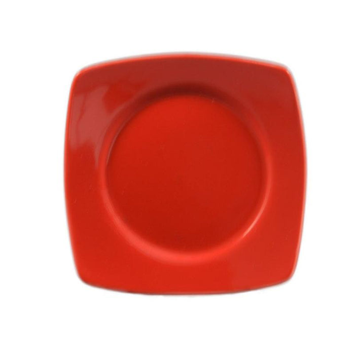 CAC Chinaware Color Stoneware Round In Square Plate Red 11 7/8"