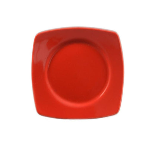 CAC Chinaware Color Stoneware Round In Square Plate Red 8 7/8"