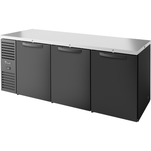 True TBR84-PTSZ1-L-B-SSS-SSS-1 Pass-Thru Single Zone Refrigerator with Left Side Refrigeration System. Black Exterior and Solid Swing Doors