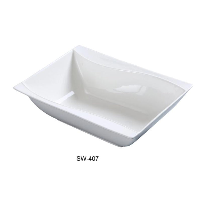 Yanco SW-407 Rectangular Bowl, 15 oz, Porcelain, Bone White (2Dz)