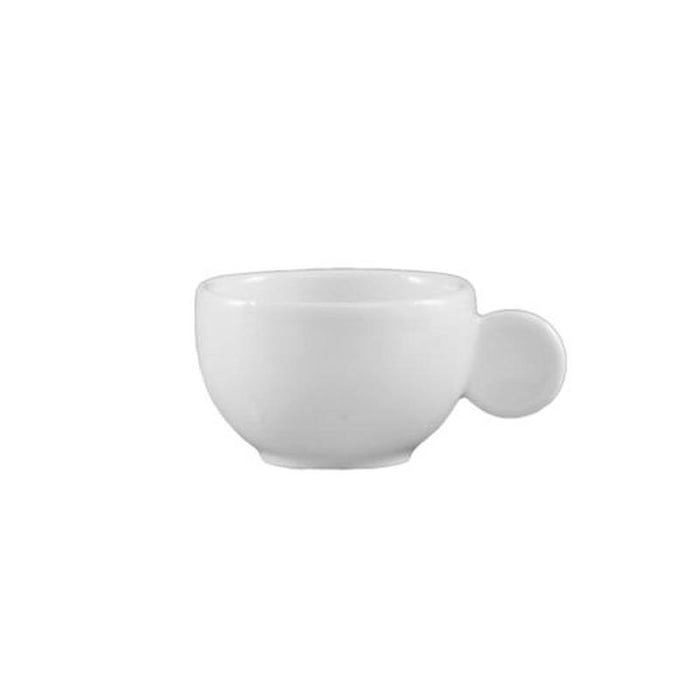 CAC Chinaware Clinton-rolled edge Cup W/ Moon Handle 3oz 2 3/4"