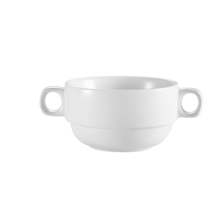 CAC Chinaware Clinton-rolled edge Stacking Bouillon W/ Handles 10oz 6"