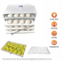 Four-tier Heavy Duty Aluminum Idli Steamer with freshly steamed idlis on each tray, showcasing its capacity and even cooking performance.