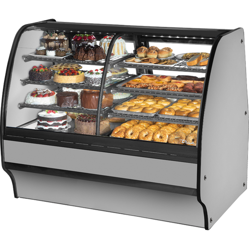 True TGM-DZ-59-SC/SC-S-S Fixed Front Curved Glass, Solid Colored End Dual Zone