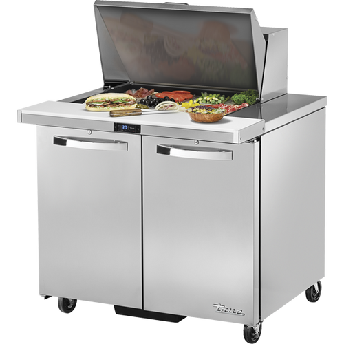 True TSSU-36-12M-B-HC~SPEC3 Mega-Top Solid Door Sandwich/Salad Unit with Hydrocarbon Refrigerant~Spec Package 3