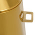 Gold hot beverage dispenser with lid and raised stand