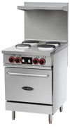 Serv-Ware SWER-24 Electric Restaurant Range – 24" 4 Burner Range with Oven, 208/240V Commercial Unit