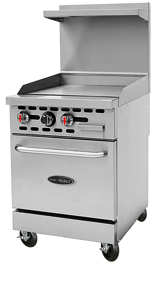 Serv-Ware SWGO-24-LP 24” Commercial Gas Griddle with Oven – Floor Model Flat Top, Liquid Propane