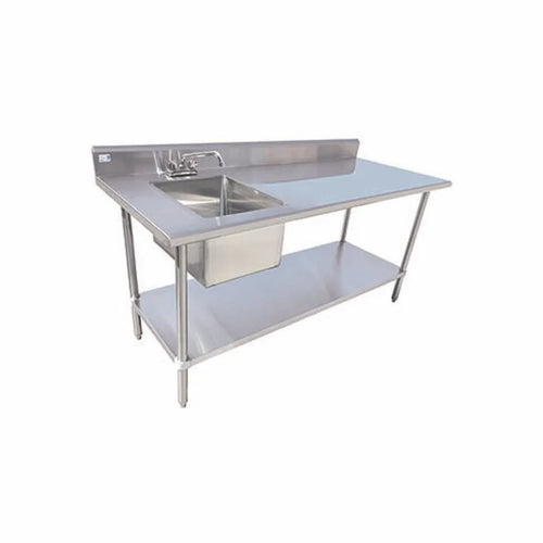 Serv-Ware TSF-3060-L Stainless Steel Work Table with Left Prep Sink, Faucet & 5" Backsplash – NSF