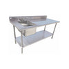 Serv-Ware TSF-3072-L Stainless Steel Work Table with Left Prep Sink, Faucet & 5" Backsplash – NSF