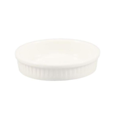 CAC Chinaware Sunrise square flat plates Soufflé Round Fluted AW 8oz 5 1/4"