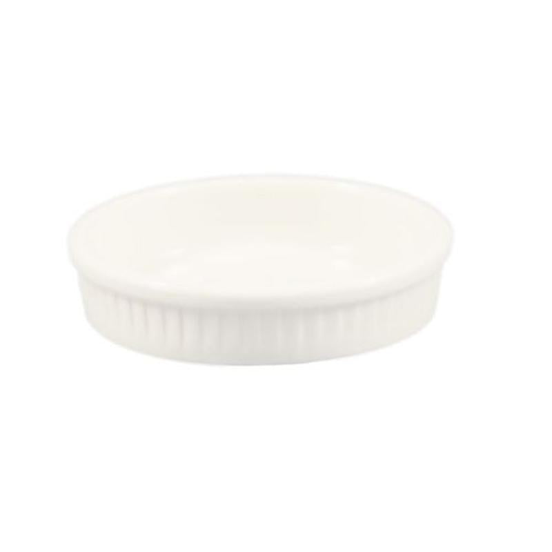 CAC Chinaware Sunrise square flat plates Soufflé Round Fluted AW 8oz 5 1/4"