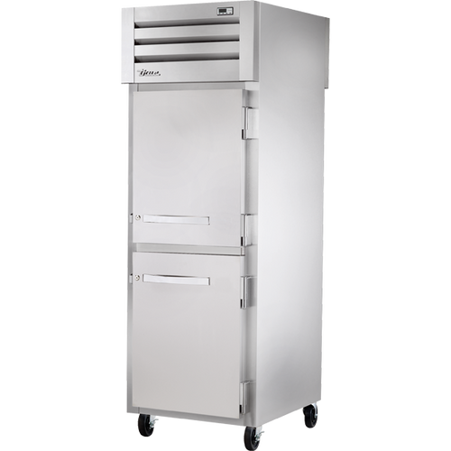 True STG1RPT-2HS-1G-HC Pass-Thru Solid Half Front/Glass Rear Swing Doors Refrigerator