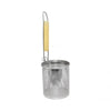 Thundergroup 5 1/2" X 6" FLAT BOTTOM NOODLE SKIMMER, ROUND, STAINLESS STEEL W/WOOD HANDLE