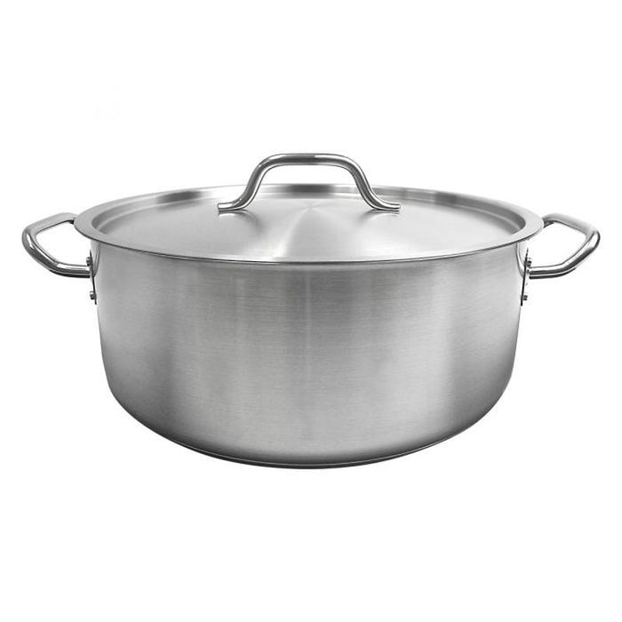 Thundergroup 15 qt, 15" Diameter Brazier Pot with Lid, Stainless Steel, Encapsulated Base, Dishwasher Safe, Standard Electric, Gas Cooktop, Halogen & Induction Ready, Oven Safe, Heavy-Duty, NSF