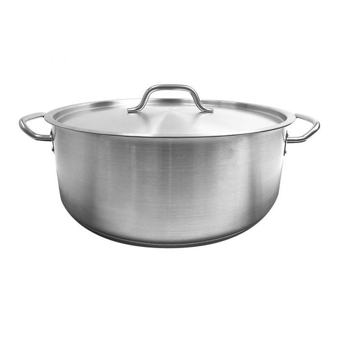 Thundergroup 20 qt, 16-1/2" Diameter Brazier Pot with Lid, Stainless Steel, Encapsulated Base, Dishwasher Safe, Standard Electric, Gas Cooktop, Halogen & Induction Ready, Oven Safe, Heavy-Duty, NSF