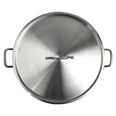 Thundergroup 30 qt, 20-3/8" Diameter Brazier Pot with Lid, Stainless Steel, Encapsulated Base, Dishwasher Safe, Standard Electric, Gas Cooktop, Halogen & Induction Ready, Oven Safe, Heavy-Duty, NSF