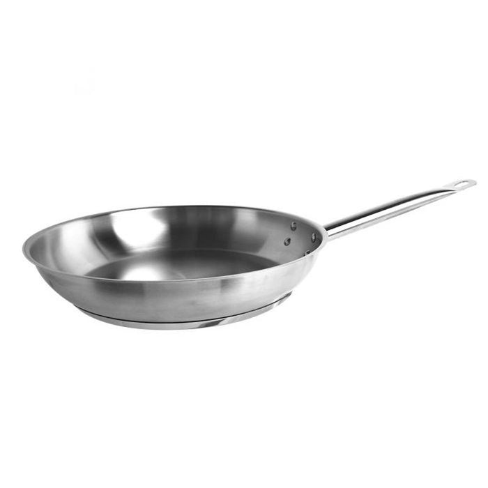 Thundergroup 11" Diameter Fry Pan, Stainless Steel, Encapsulated Base, Dishwasher Safe, Standard Electric, Gas Cooktop, Halogen & Induction Ready, Oven Safe, Heavy-Duty, NSF
