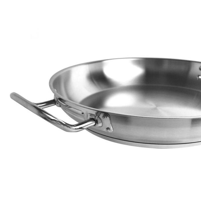 Thundergroup 12" Diameter Fry Pan, Stainless Steel, Encapsulated Base, Dishwasher Safe, Standard Electric, Gas Cooktop, Halogen & Induction Ready, Oven Safe, Heavy-Duty, NSF