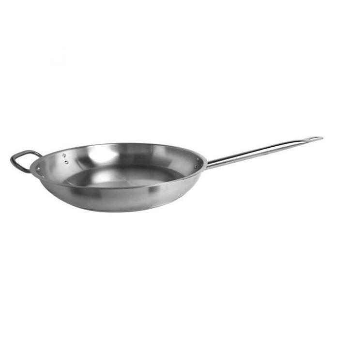 Thundergroup 14" Diameter Fry Pan, Stainless Steel, Encapsulated Base, Dishwasher Safe, Standard Electric, Gas Cooktop, Halogen & Induction Ready, Oven Safe, Heavy-Duty, NSF
