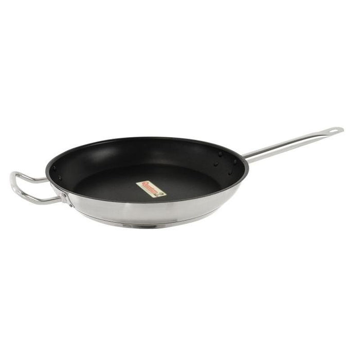 Thundergroup 12" Diameter Non-Stick Fry Pan, Stainless Steel with Quantum 2 Coating, Encapsulated Base, Dishwasher Safe, Standard Electric, Gas Cooktop, Halogen & Induction Ready, Oven Safe to 500F, Heavy-Duty, NSF