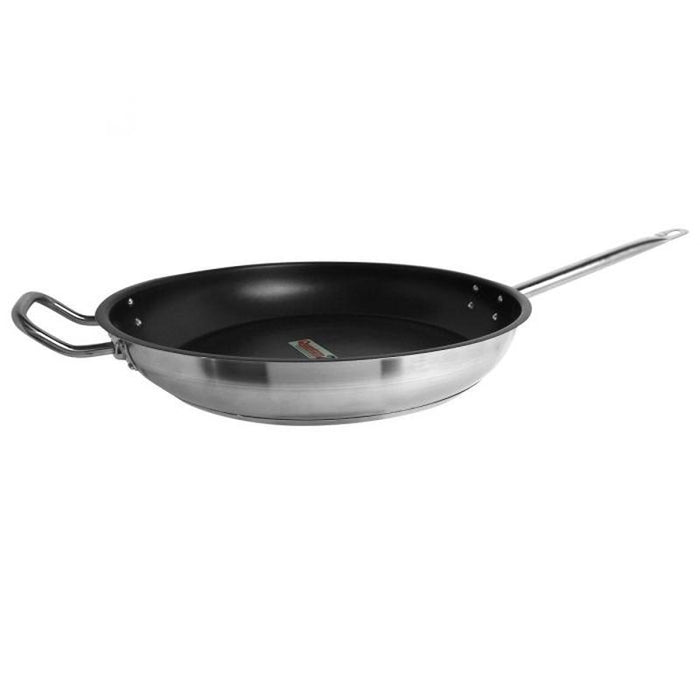 Thundergroup 14" Diameter Non-Stick Fry Pan, Stainless Steel with Quantum 2 Coating, Encapsulated Base, Dishwasher Safe, Standard Electric, Gas Cooktop, Halogen & Induction Ready, Oven Safe to 500F, Heavy-Duty, NSF
