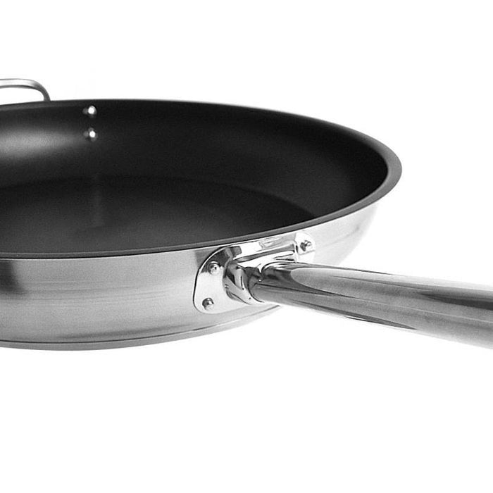 Thundergroup 14" Diameter Non-Stick Fry Pan, Stainless Steel with Quantum 2 Coating, Encapsulated Base, Dishwasher Safe, Standard Electric, Gas Cooktop, Halogen & Induction Ready, Oven Safe to 500F, Heavy-Duty, NSF