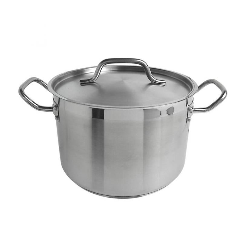 Thundergroup 8 qt, 10" Diameter Stock Pot with Lid, Stainless Steel, Encapsulated Base, Dishwasher Safe, Standard Electric, Gas Cooktop, Halogen & Induction Ready, Oven Safe, Heavy-Duty, NSF