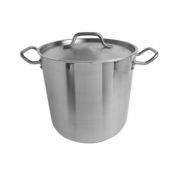 Thundergroup 16 qt, 11-1/2" Diameter Stock Pot with Lid, Stainless Steel, Encapsulated Base, Dishwasher Safe, Standard Electric, Gas Cooktop, Halogen & Induction Ready, Oven Safe, Heavy-Duty, NSF