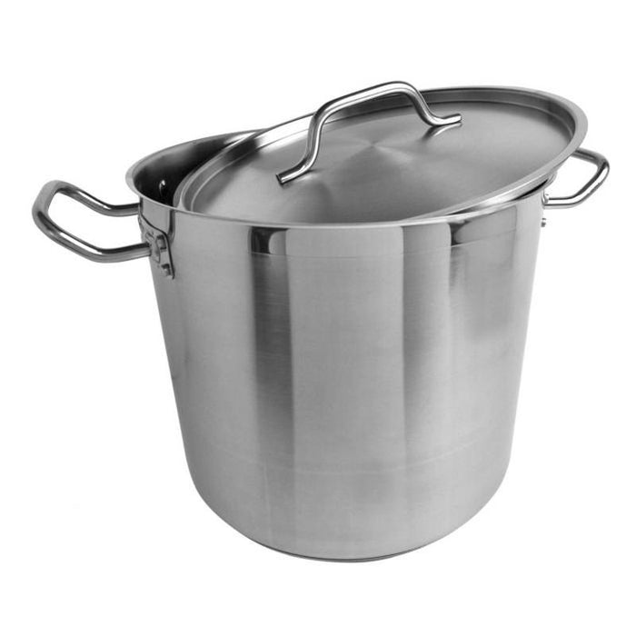 Thundergroup 16 qt, 11-1/2" Diameter Stock Pot with Lid, Stainless Steel, Encapsulated Base, Dishwasher Safe, Standard Electric, Gas Cooktop, Halogen & Induction Ready, Oven Safe, Heavy-Duty, NSF