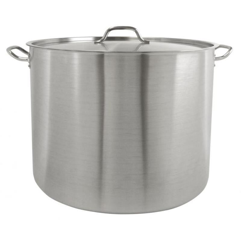 Thundergroup 80 qt, 20-3/8" Diameter Stock Pot with Lid, Stainless Steel, Encapsulated Base, Dishwasher Safe, Standard Electric, Gas Cooktop, Halogen & Induction Ready, Oven Safe, Heavy-Duty, NSF