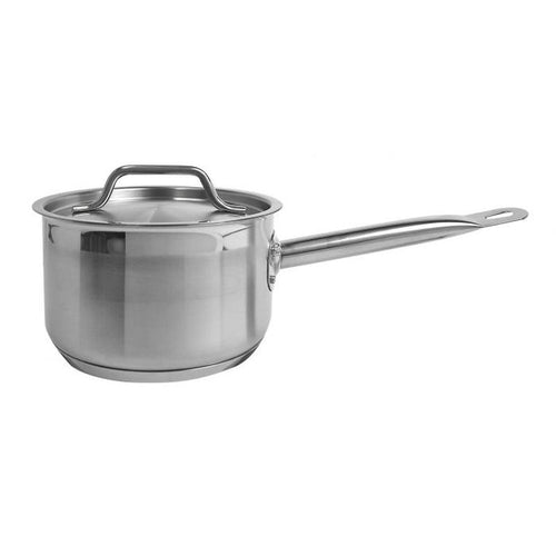 Thundergroup 2 qt, 7" Diameter Sauce Pan with Lid, Stainless Steel, Encapsulated Base, Dishwasher Safe, Standard Electric, Gas Cooktop, Halogen & Induction Ready, Oven Safe, Heavy-Duty, NSF