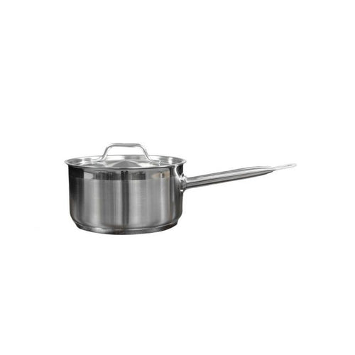 Thundergroup 3-1/2 qt, 8-3/8" Diameter Sauce Pan with Lid, Stainless Steel, Encapsulated Base, Dishwasher Safe, Standard Electric, Gas Cooktop, Halogen & Induction Ready, Oven Safe, Heavy-Duty, NSF