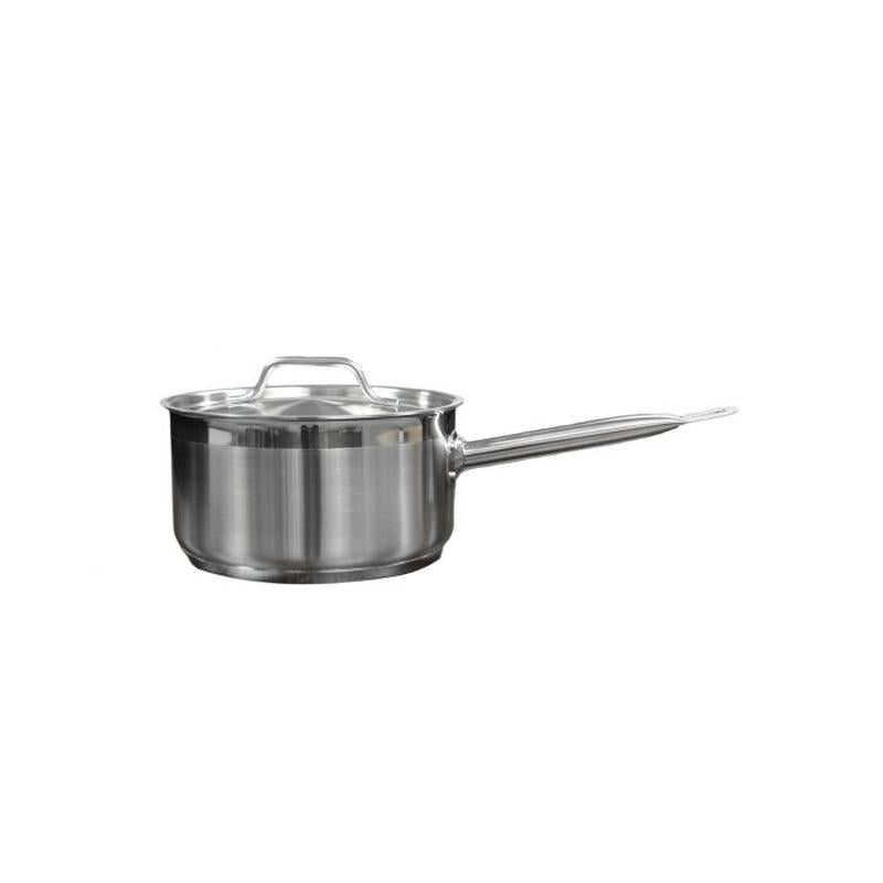 Thundergroup 3-1/2 qt, 8-3/8" Diameter Sauce Pan with Lid, Stainless Steel, Encapsulated Base, Dishwasher Safe, Standard Electric, Gas Cooktop, Halogen & Induction Ready, Oven Safe, Heavy-Duty, NSF
