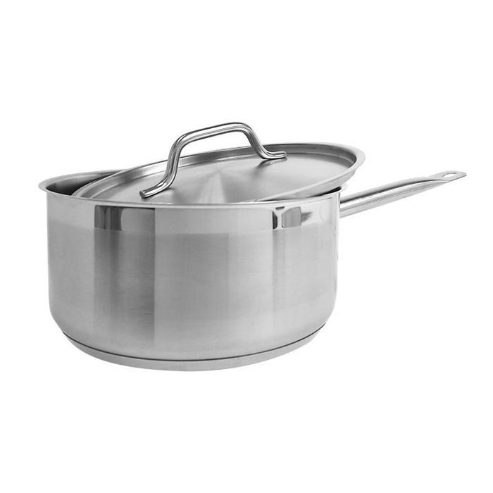 Thundergroup 6 qt, 10" Diameter Sauce Pan with Lid, Stainless Steel, Encapsulated Base, Dishwasher Safe, Standard Electric, Gas Cooktop, Halogen & Induction Ready, Oven Safe, Heavy-Duty, NSF