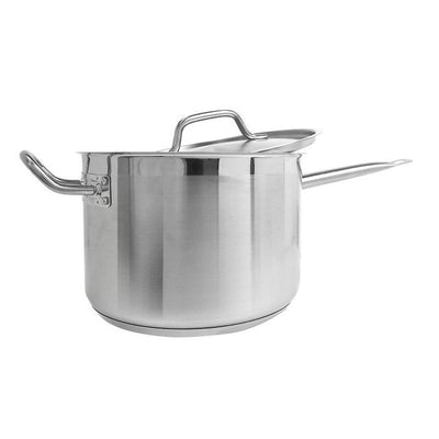 Thundergroup 7-3/5 qt, 10-1/4" Diameter Sauce Pan with Lid, Stainless Steel, Encapsulated Base, Dishwasher Safe, Standard Electric, Gas Cooktop, Halogen & Induction Ready, Oven Safe, Heavy-Duty, NSF
