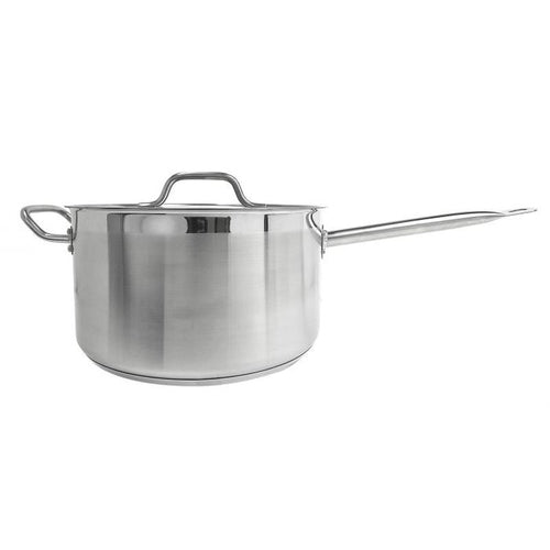 Thundergroup 10 qt, 7" Diameter Sauce Pan with Lid, Stainless Steel, Encapsulated Base, Dishwasher Safe, Standard Electric, Gas Cooktop, Halogen & Induction Ready, Oven Safe, Heavy-Duty, NSF