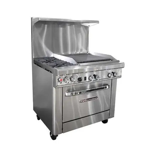 Southbend Restaurant Gas Range, with 2 Burners (1) 24" Charbroiler and Standard Oven - 175,000 BTU – 4361D-2CR