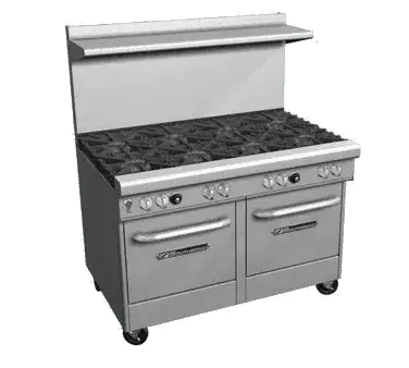 Southbend Restaurant Gas Range, 48" W with 8 (1) Standard Oven & (1) Cabinet Base (1) 36" Charbroiler Right and Manual Controls, - 207,000 BTU – 4484DC-3CR