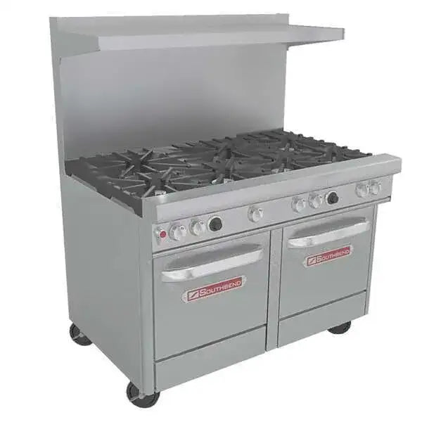 Southbend Restaurant Gas Range, 48" W with 8 (2) Space Saver Ovens and Manual Controls, - 335,000 BTU – 4484EE-6L