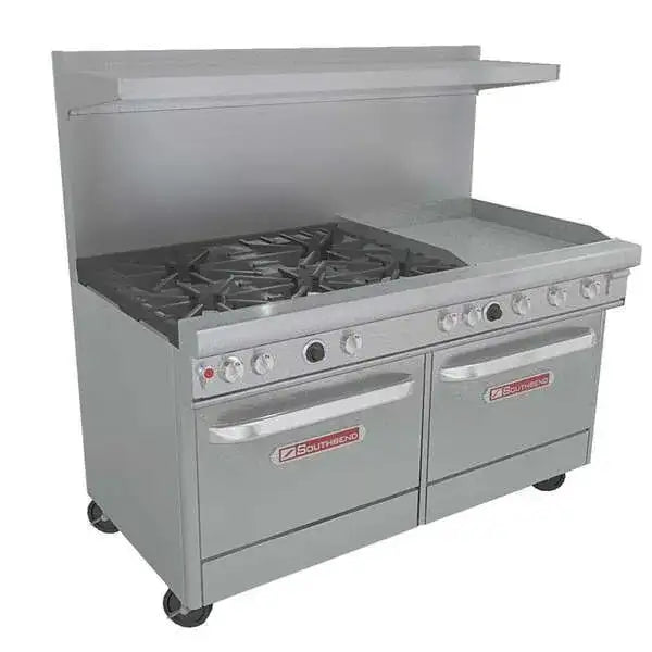 Southbend Restaurant Gas Range, 60" W with 5 Burners (1) 24" Griddle and (2) Standard Ovens - 317,000 BTU – 4605DD-2TR