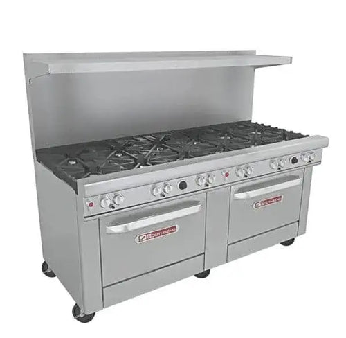 Southbend Restaurant Gas Range, 72" W with 6 Burners (1) 36" Charbroiler and (2) Standard Ovens - 384,000 BTU – 4721DD-3CL