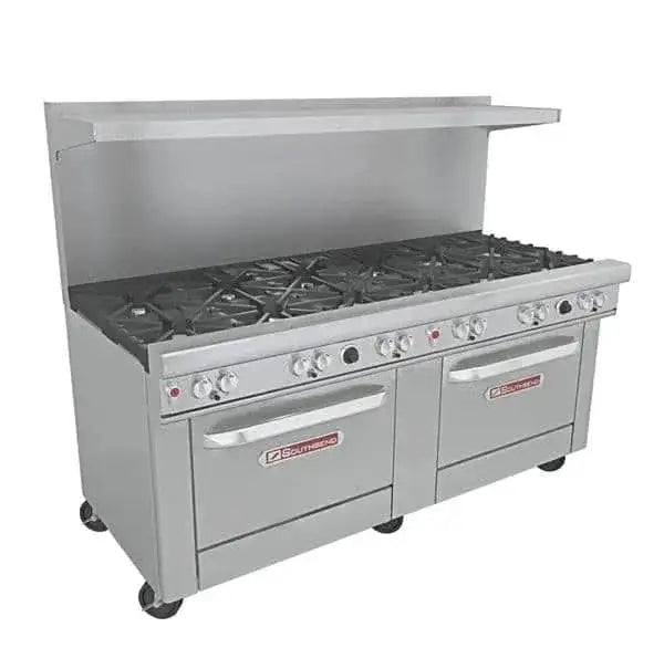 Southbend Restaurant Gas Range, 72" W with 6 Burners (1) 36" Charbroiler and (2) Standard Ovens - 384,000 BTU – 4721DD-3CL