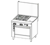 Southbend Commercial Range, 36" W with 4 Burners (1) 12" Griddle and Convection oven - 217,000 BTU – P36A-BBG