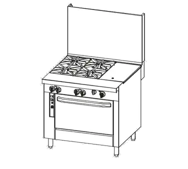 Southbend Commercial Range, 36" W with 2 Burners (1) 24" Griddle and Convection oven - 179,000 BTU – P36A-BGG