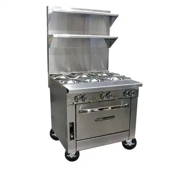 Southbend Commercial Range, 36" W with 6 Burners and Cabinet Base, 210,000 BTU - P36C-BBB-SU